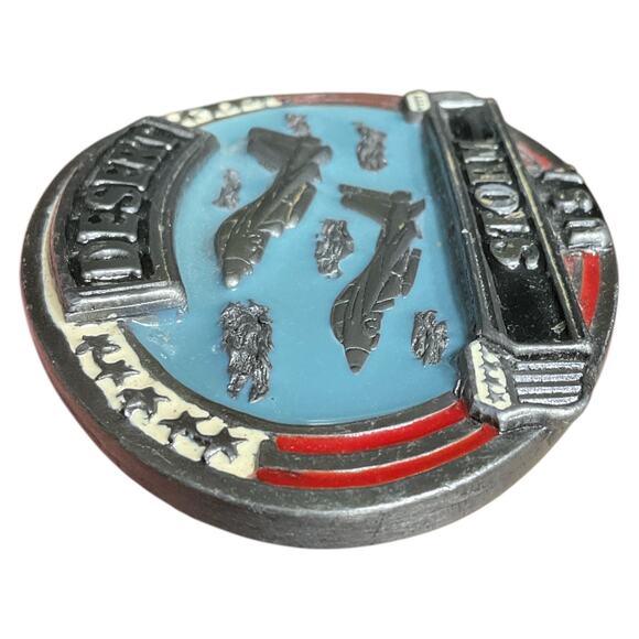 Desert Storm Belt Buckle USA Enamel Patriotic Jet Fighter - Picture 5 of 5